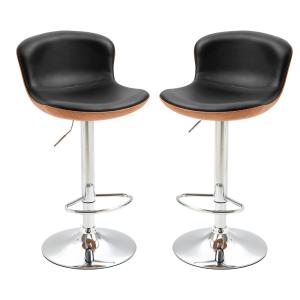Tabouret de bar réglable synthétique noir imitation bois