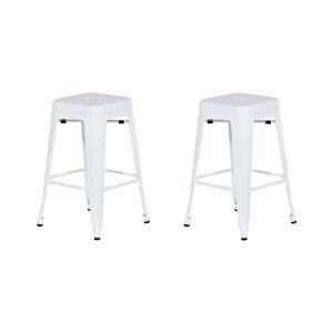 Tabouret de bar Set de 2 Métal Blanc