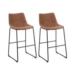 Tabouret de bar Set de 2 Tissu Marron doré