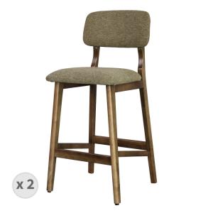 Tabouret de bar, Tissu SoftCellar Sauge et bois teinté noye…