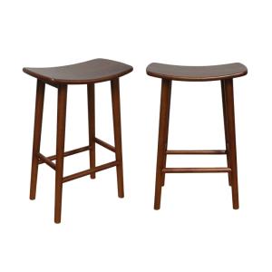 Tabouret de bar vintage bois d'hévéa teinte noyer (lot de 2…