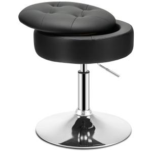 Tabouret de coiffeuse noir avec rangement hauteur 51-66 cm