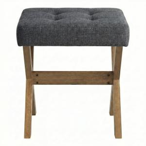 Tabouret de coiffeuse rembourré pied en bois gris et marron