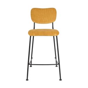 Tabouret de comptoir en velours jaune