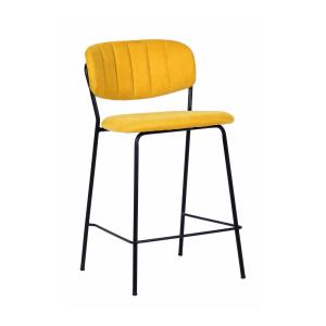 Tabouret de comptoir en velours jaune ocre