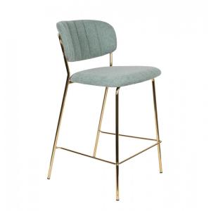 Tabouret de comptoir en velours vert clair avec structure d…