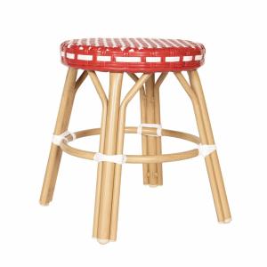 Tabouret de jardin en aluminium et rotin synthétique blanc…