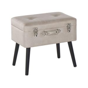 Tabouret de rangement cuir pu beige