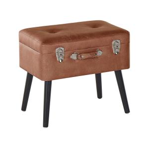 Tabouret de rangement cuir pu marron doré