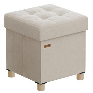Tabouret de rangement pliable 37 l surface en velours beige…