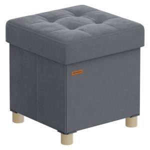 Tabouret de rangement pliable 37 l surface en velours gris…