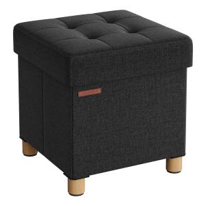 Tabouret de rangement pliable 40 x 38 x 38 cm noir