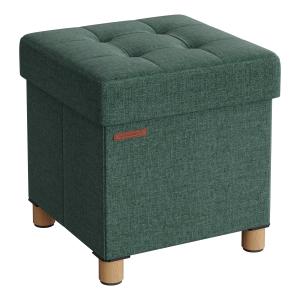 Tabouret de rangement pliable 40 x 38 x 38 cm vert rétro