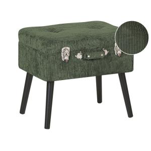 Tabouret de rangement velours côtelé vert foncé