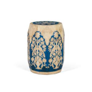 Tabouret de style ethnique en bois de manguier et peint à l…