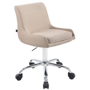 Tabouret de travail réglable pivotant en tissu Crème