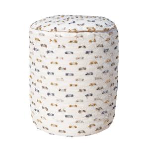 Tabouret déhoussable repose pieds tissu blanc poils multi c…