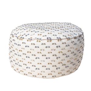 Tabouret déhoussable rond repose pieds tissu blanc poils mu…