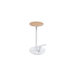 Tabouret design en chêne et métal blanc H65