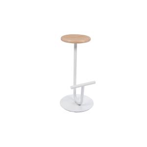 Tabouret design en chêne et métal blanc H75