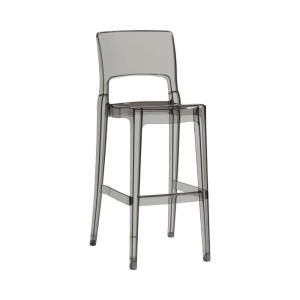 Tabouret design en plastique fumé transparent