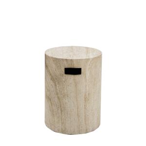 Tabouret effet travertin ø35cm - Beige