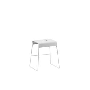 Tabouret en acier laqué gris clair