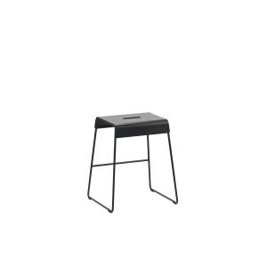 Tabouret en acier laqué noir