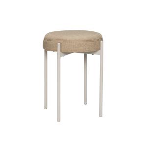 Tabouret en acrylique, polyester et acier beige