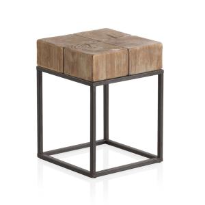 Tabouret en bois avec pieds en métal