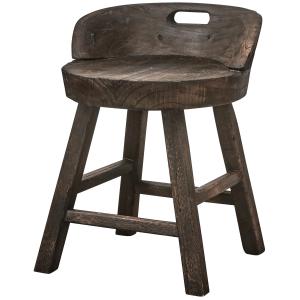 Tabouret en bois de paulownia marron foncé