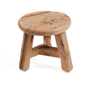 Tabouret en bois de teck récupéré naturel 27x27x24 cm