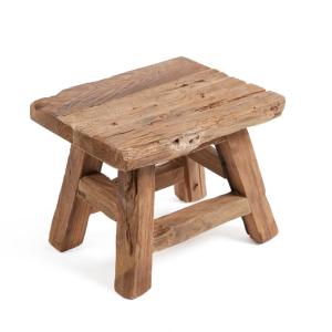 Tabouret en bois de teck récupéré naturel 29x21x25 cm