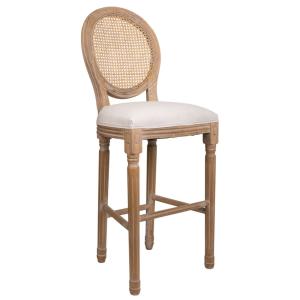 Tabouret en bois tapissé couleur crème 48x42x76/121h