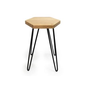 Tabouret en chêne massif gravure Wood H48,5 cm