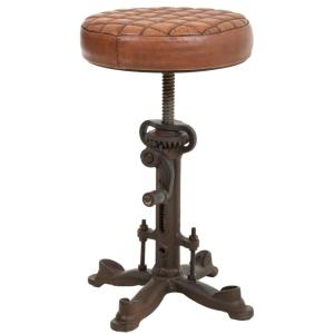 Tabouret en métal et cuir 30,5x30,5x33h cm