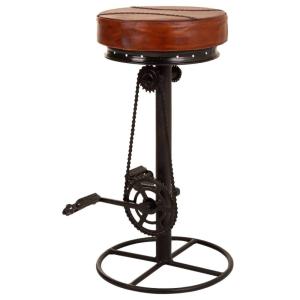 Tabouret en métal et cuir noir 41x41x80