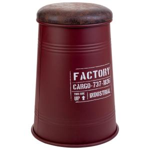 Tabouret en métal rembourré imprimé rouge 33x47