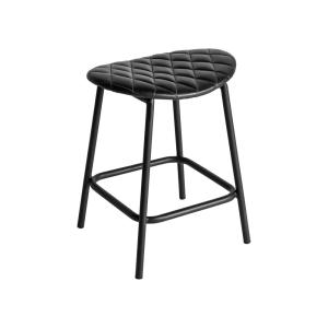 Tabouret en peau noir, 40x34x49 cm