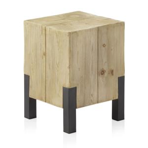 Tabouret en placage d'épicéa avec pieds laqués couleur méta…