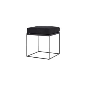 Tabouret en placage de chêne et acier avec coussin, noir