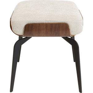 Tabouret en polyester tressé beige, hêtre et acier