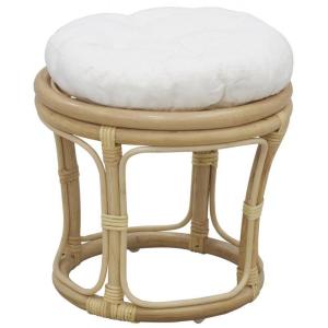 Tabouret en rotin avec coussin uni naturel