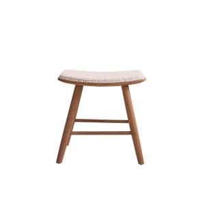 Tabouret en teck massif assise bouclette 45 cm