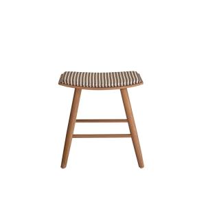 Tabouret en teck massif et assise à rayures 45 cm