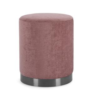 Tabouret en tissu rose foncé avec anneau en métal