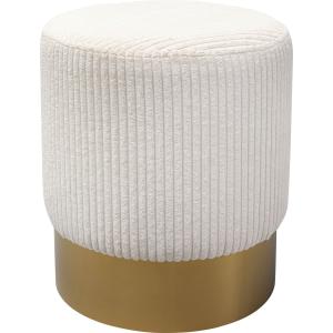 Tabouret en velours côtelé crème et acier doré