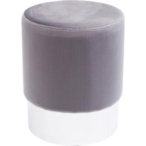 Tabouret en velours gris clair et acier chromé