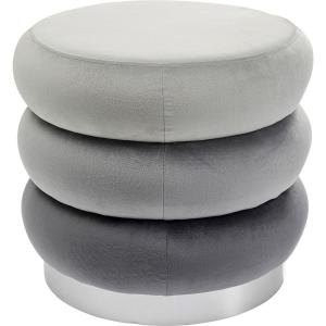 Tabouret en velours gris et acier chromé