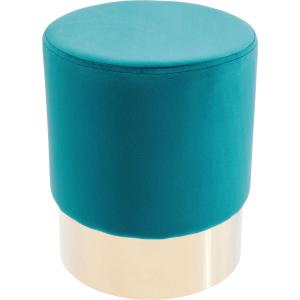 Tabouret en velours turquoise et acier doré